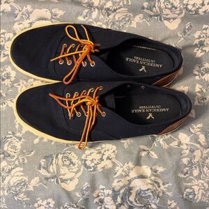 American Eagle Outfitters Navy Sneakers with Orange Laces